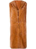 Drome Sleeveless Hooded Jacket, Women's, Size: Small, Yellow/orange, Leather/acetate/viscose/lamb Fur