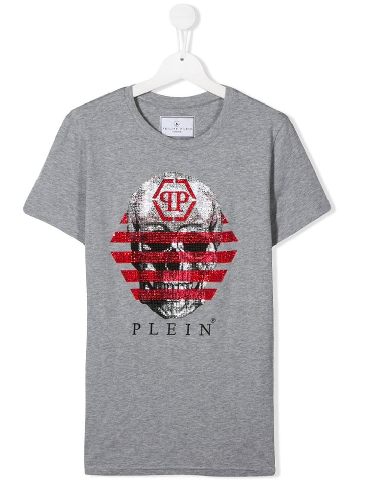 Philipp Plein Junior Teen Skull Print T-shirt - Grey