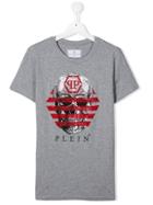 Philipp Plein Junior Teen Skull Print T-shirt - Grey