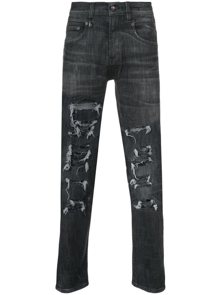 R13 Distressed Skinny Jeans - Black