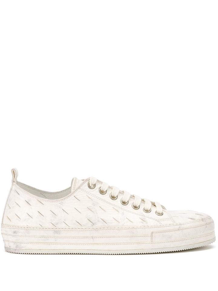 Ann Demeulemeester Downey Washed Laser Cut Sneakers - White