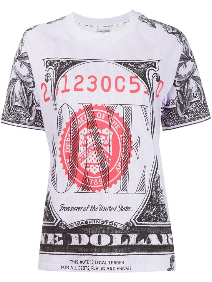 Opening Ceremony One Dollar Bill Print T-shirt, Women's, Size: Xs, Pink/purple, Cotton