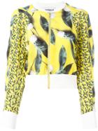 Cacharel Pineapple Print Bomber Jacket, Women's, Size: 38, Yellow/orange, Silk