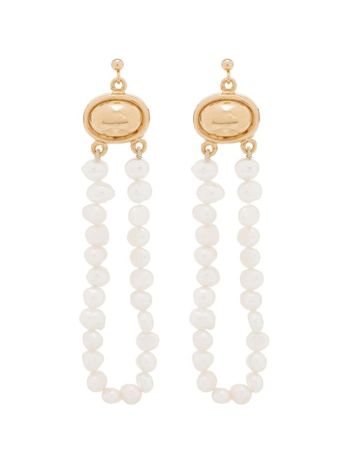By Alona Pearl Loop Drop Earrings - White