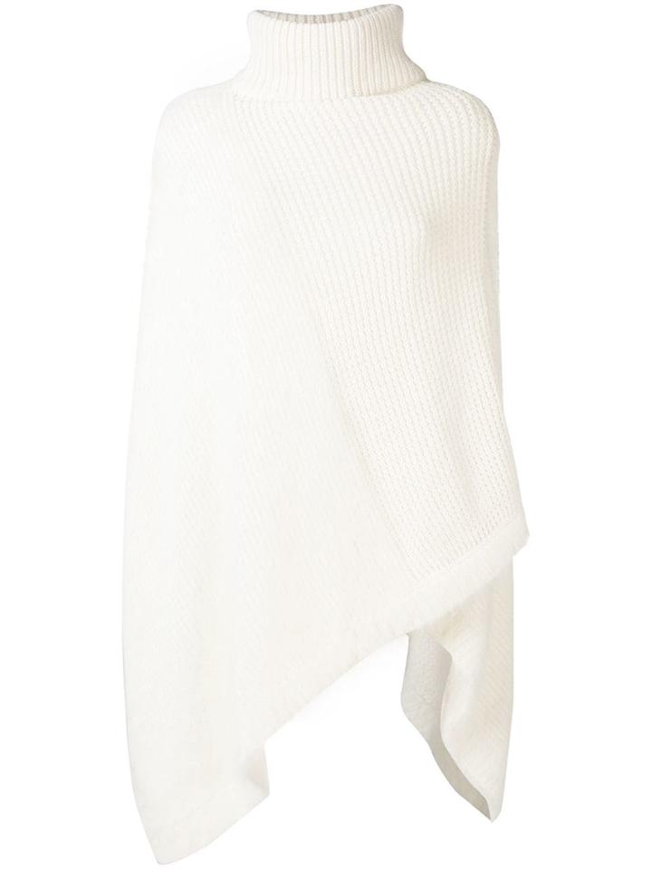 Cruciani Ribbed Knit Poncho - White
