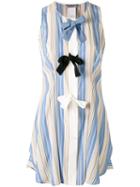 Sportmax - Striped Bow Top - Women - Silk - 40, Blue, Silk