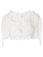 Zimmermann Cropped Broderie Anglaise Blouse - White