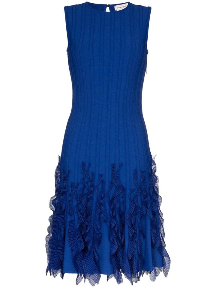 Alexander Mcqueen Wave Hem Dress - Blue