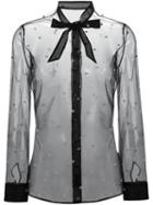 Saint Laurent Sheer Polka Dot Blouse, Women's, Size: 40, Black, Silk/viscose/polyester