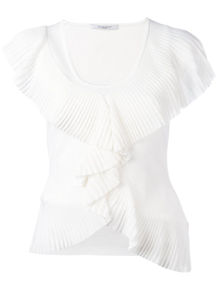 Givenchy Frilled T-shirt, Women's, Size: Medium, White, Viscose/polyamide/spandex/elastane