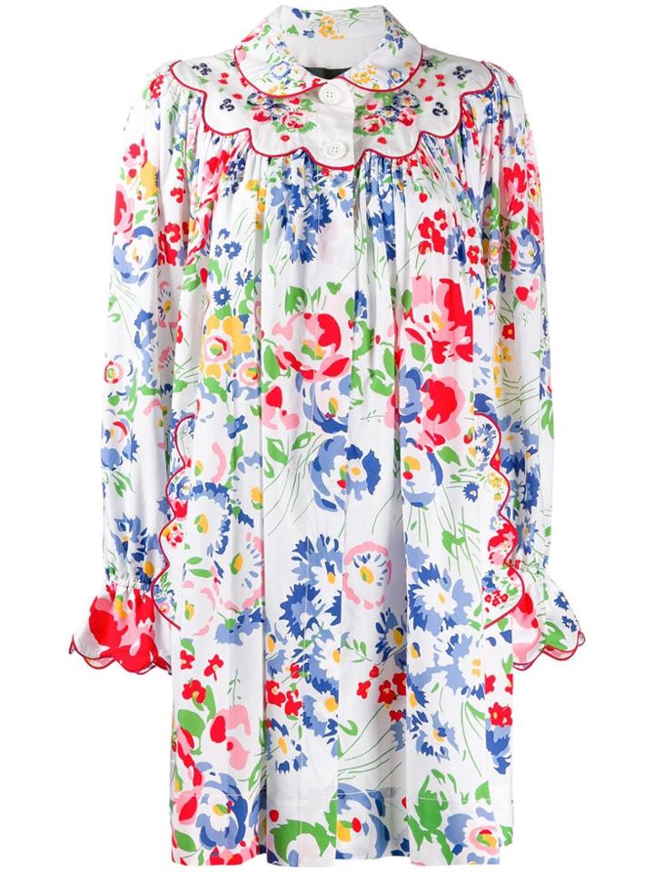 Marc Jacobs Floral Print Shirt Dress - White