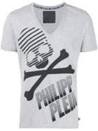 Philipp Plein Printed V-neck T-shirt - Grey