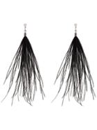 Saint Laurent Lou Lou Ostrich Feather Earrings - Black