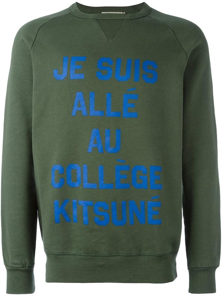 Maison Kitsuné Raglan Sleeve Sweatshirt, Men's, Size: Xl, Green, Cotton