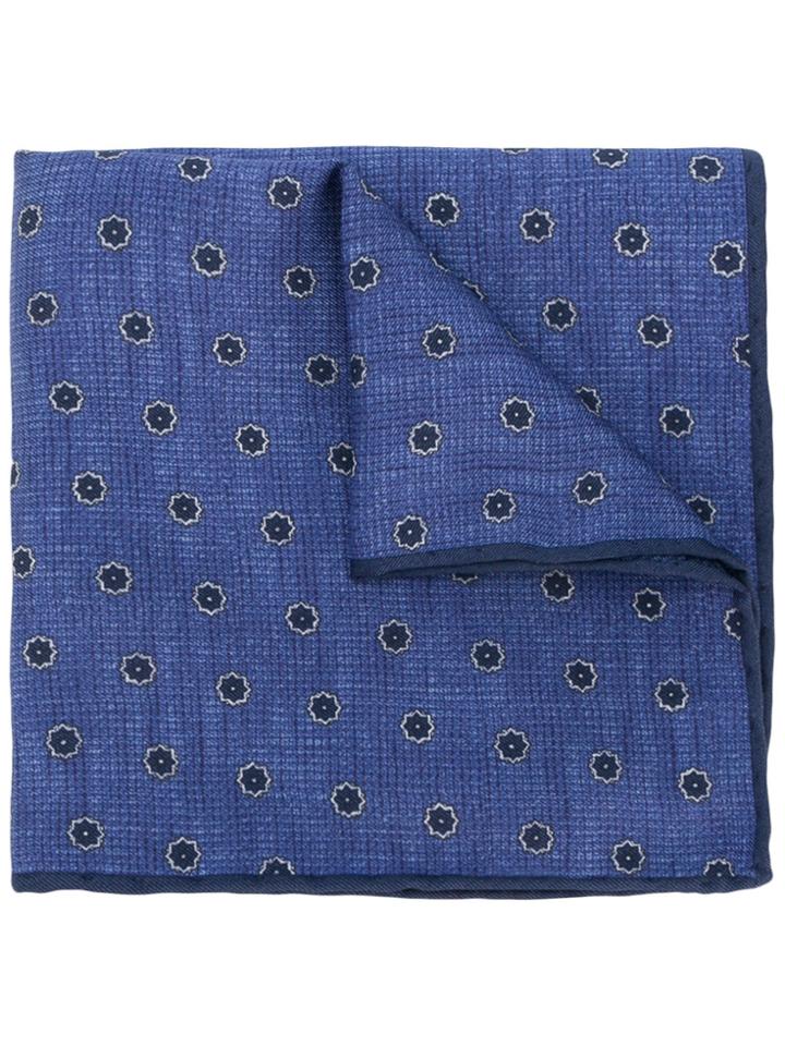 Canali Flower Spot Pocket Square - Blue
