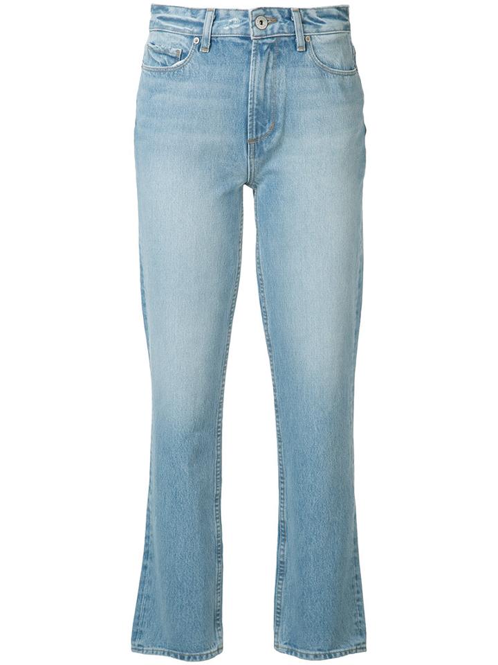 Paige Stonewashed Cropped Jeans, Women's, Size: 23, Blue, Cotton/spandex/elastane
