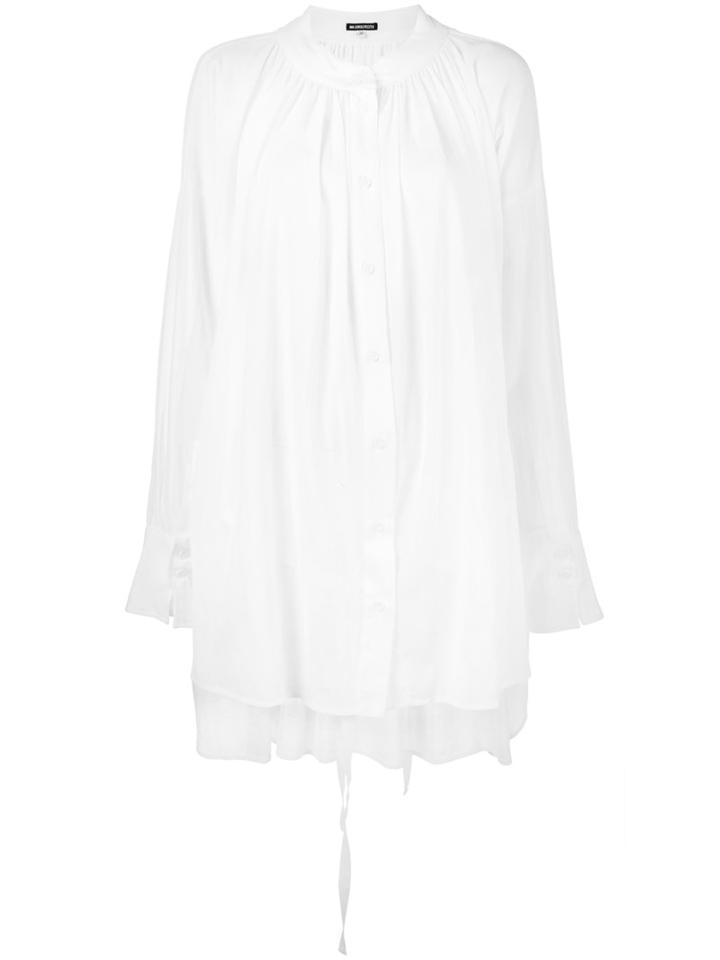 Ann Demeulemeester Pleated Long Sleeve Blouse, Women's, Size: 40, White, Cotton