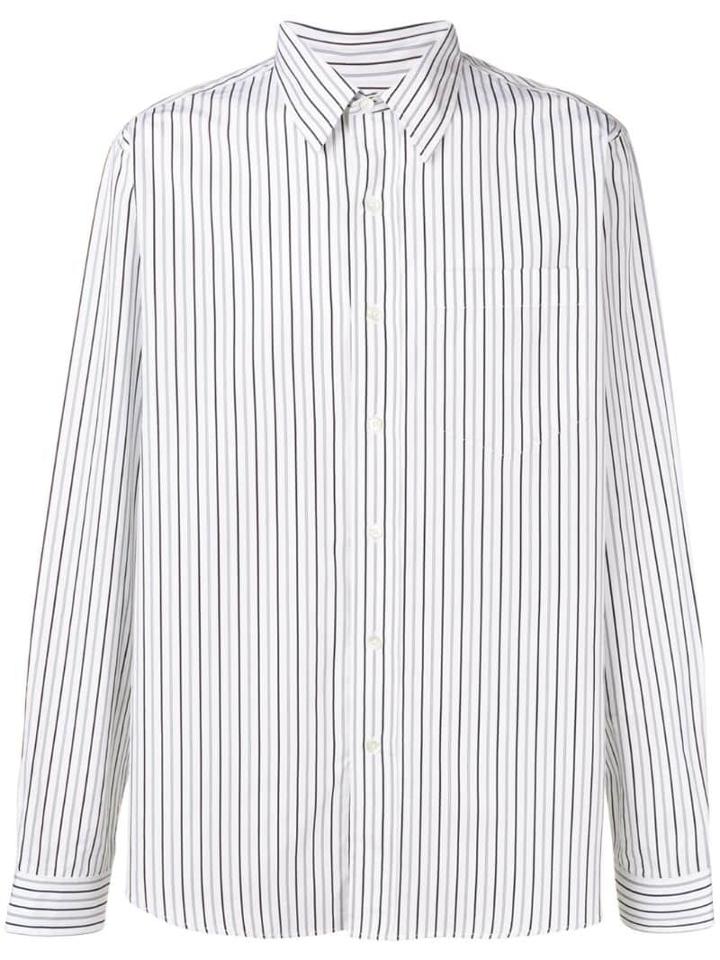 Ami Paris Classic-wide Fit Shirt With Chest Pocket - White