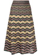 M Missoni Embroidered Zig-zag Skirt - Blue