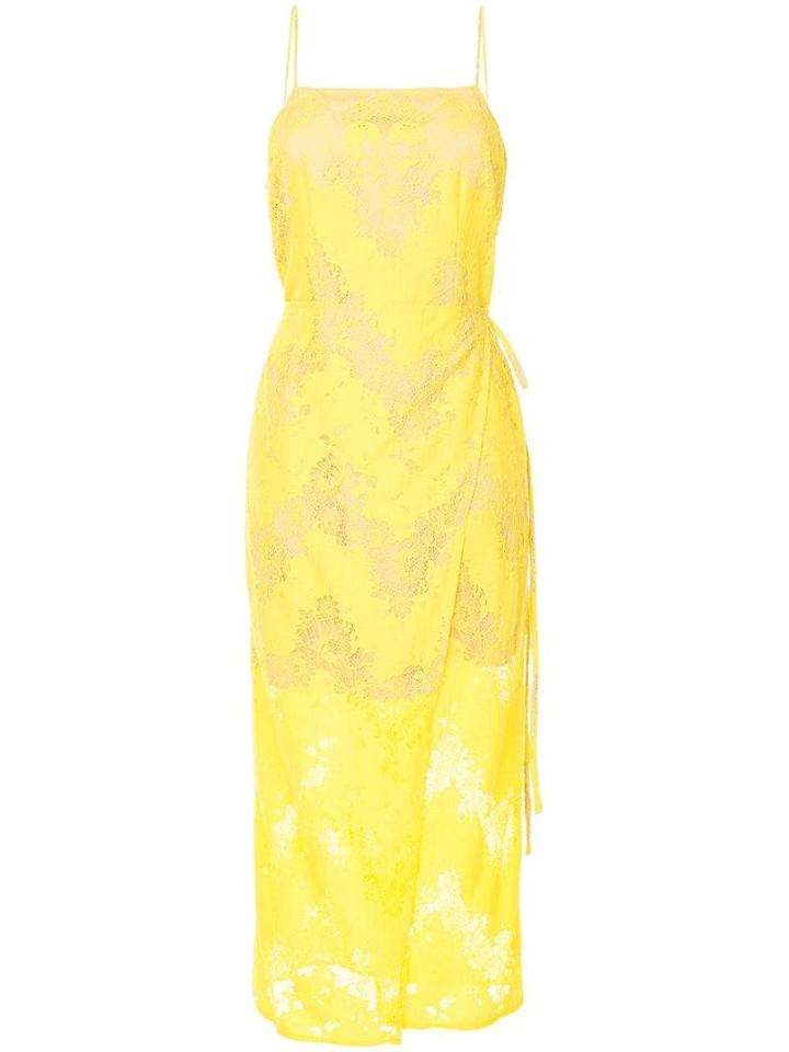 Goen.j Lace Square Neck Open Back Slip Dress - Yellow