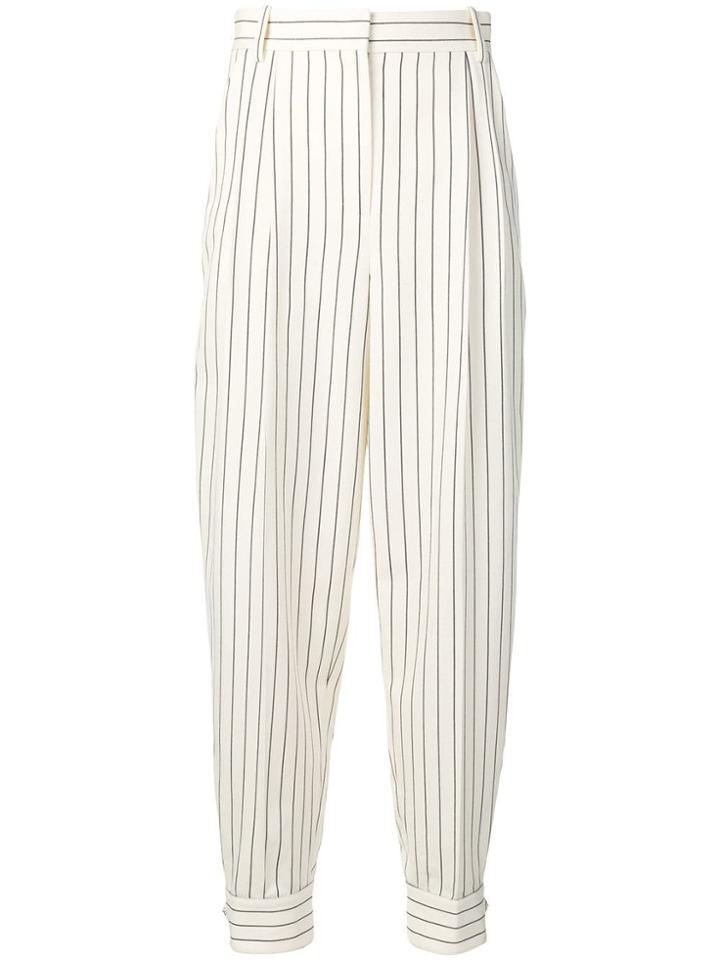 Alessandra Rich Pinstriped Tapered Trousers - White
