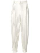 Alessandra Rich Pinstriped Tapered Trousers - White