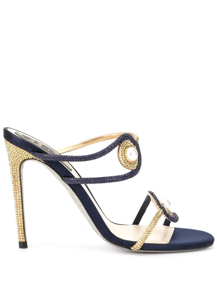 René Caovilla Spilla Satin Sandals - Blue