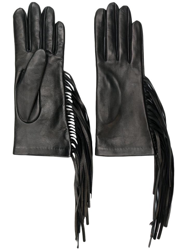 Manokhi Fringed Fitted Gloves - Black