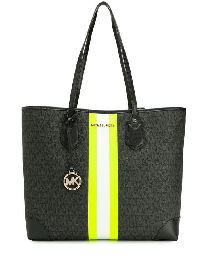 Michael Michael Kors Eva Neon Stripe Tote Bag - Black