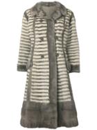 William Vintage 1968 Double-breasted Striped Coat - Nude & Neutrals