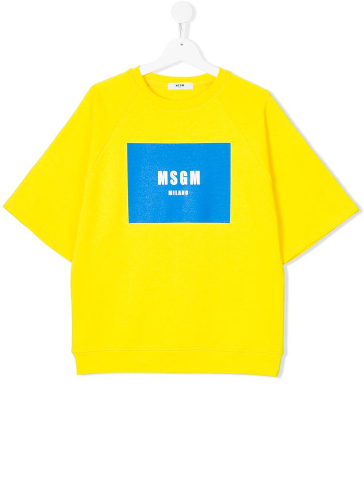 Msgm Kids Short Sleeve Sweatshirt - Yellow & Orange