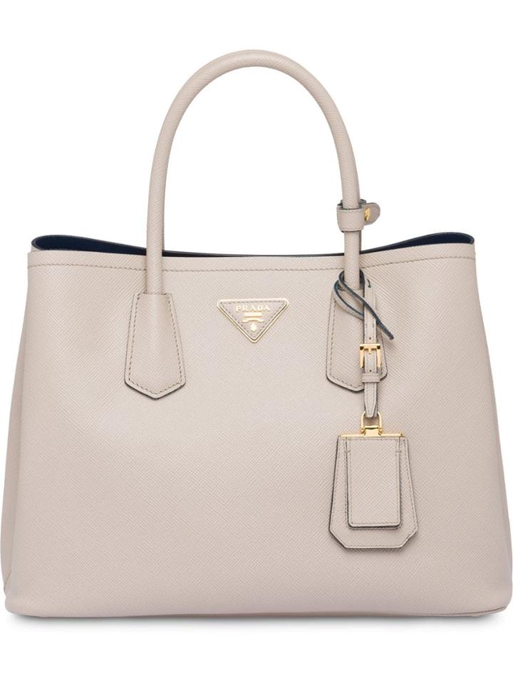 Prada Saffiano Double Bag - Grey