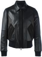 Neil Barrett Zipped Leather Jacket, Men's, Size: Medium, Black, Lamb Skin/polyamide/spandex/elastane/polyacrylic