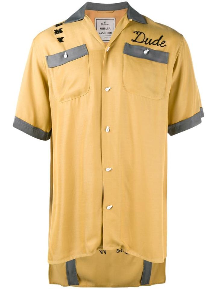 Maison Mihara Yasuhiro Embroidered Bowling Shirt - Yellow