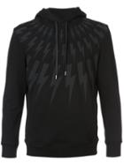 Neil Barrett - Lightning Bolt Print Hoodie - Men - Cotton - S, Black, Cotton