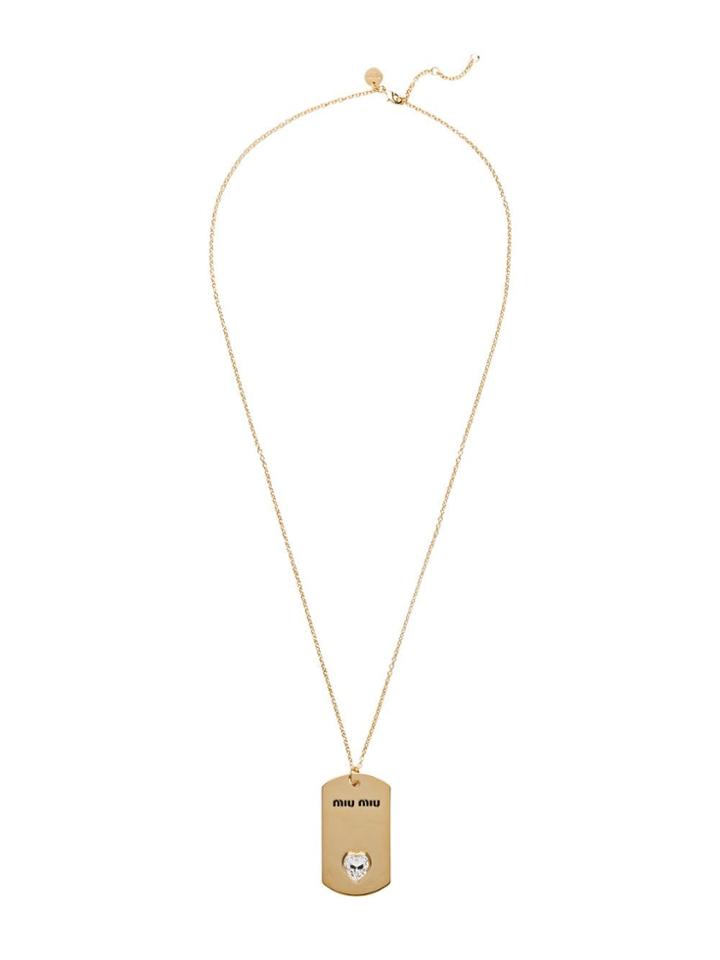 Miu Miu Necklace With Logo Medallion - Gold