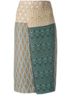 Circus Hotel Printed Panel Pencil Skrit, Women's, Size: 44, Green, Polyester/viscose