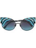 Fendi - Hypnoshine Cat-eye Sunglasses - Women - Metal (other) - One Size, Blue, Metal (other)