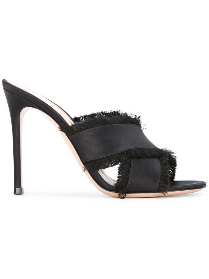 Gianvito Rossi Fringed Edge Sandals - Black