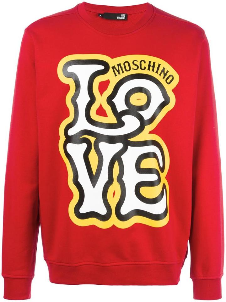 Love Moschino Logo Print Sweatshirt, Men's, Size: Small, Red, Cotton