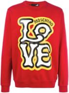 Love Moschino Logo Print Sweatshirt, Men's, Size: Small, Red, Cotton