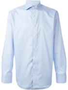 Canali Spread Collar Shirt, Men's, Size: 38, Blue, Cotton