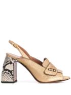 L'autre Chose Slingback Open Toe Loafers - Gold
