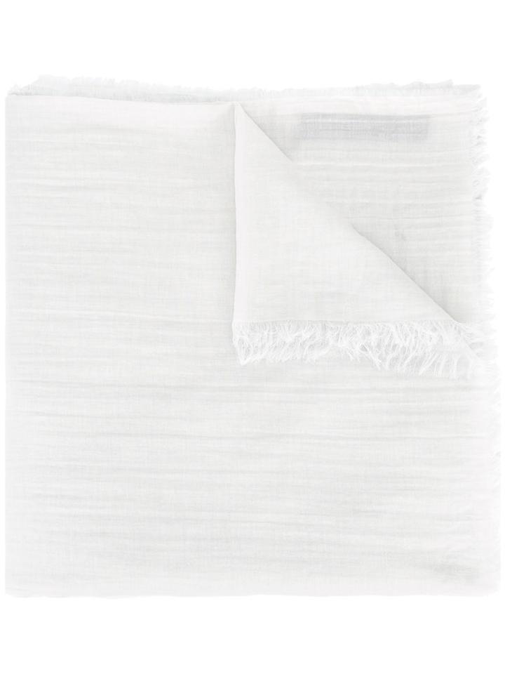 Rick Owens Frayed Edge Scarf, Men's, Nude/neutrals, Cotton/cashmere