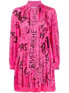 Balenciaga Graffiti Style Shift Dress - Pink