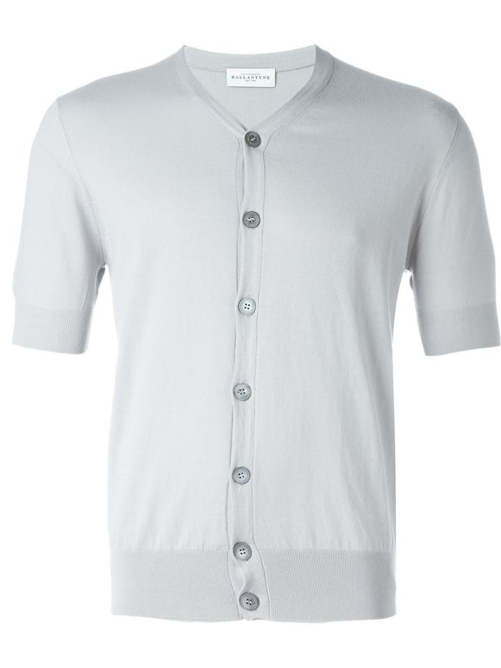 Ballantyne Short Sleeve Cardigan, Men's, Size: 46, Grey, Cotton