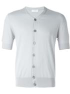Ballantyne Short Sleeve Cardigan, Men's, Size: 46, Grey, Cotton