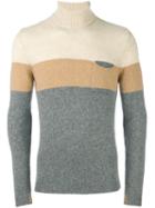Roberto Collina Colour Block Pullover, Men's, Size: 54, Grey, Nylon/camel Hair/merino