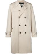 Saint Laurent Buttoned Trench Coat, Men's, Size: 48, Nude/neutrals, Polyester/cotton