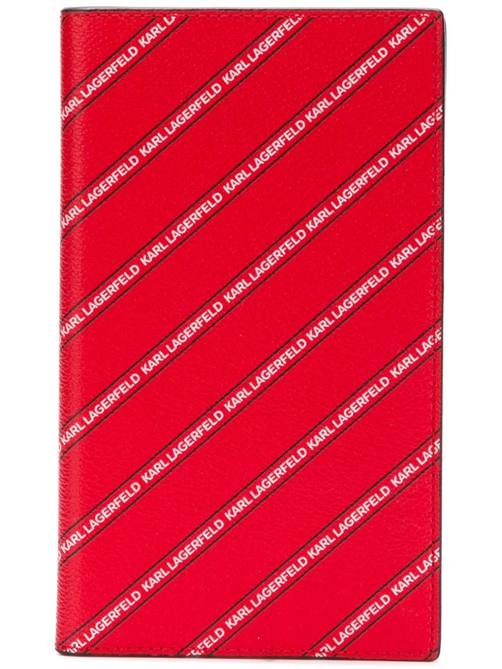 Karl Lagerfeld Striped Logo Travel Wallet - Red